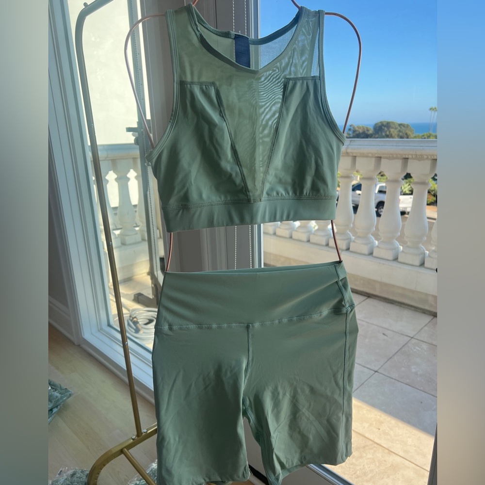 Two piece mint green short set